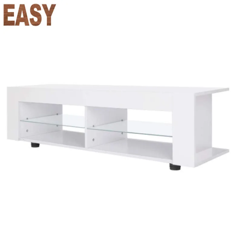 White High Gloss TV Stand with LED RGB Lights LED TV Unit Cabinet Stand for Living Room