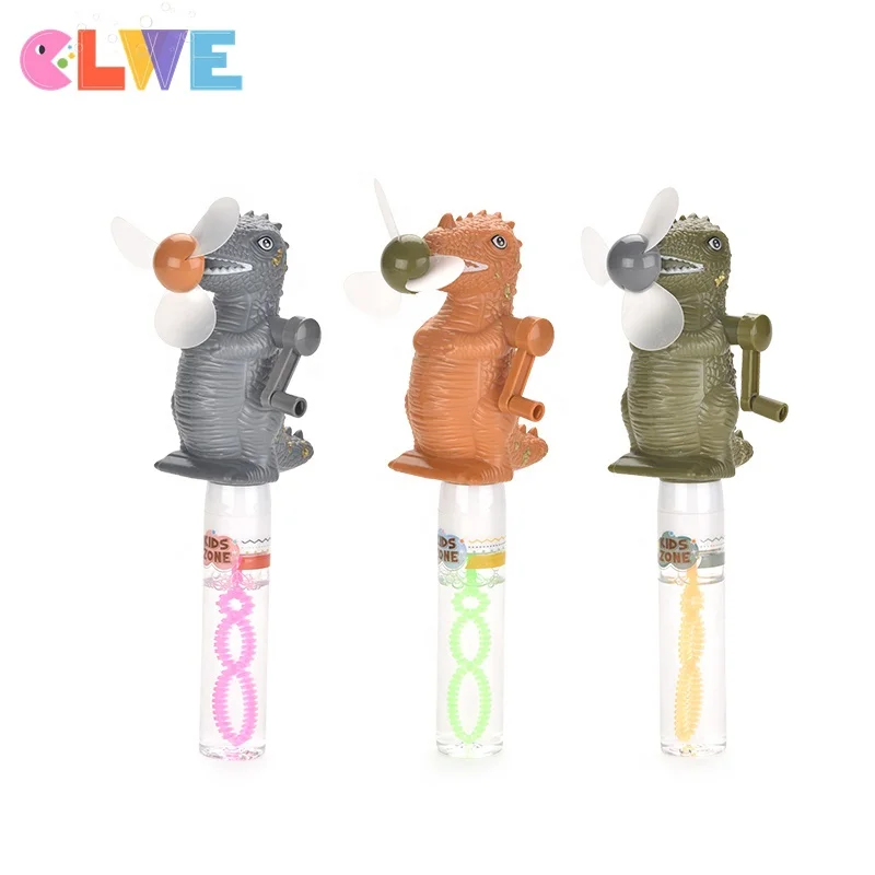 ABS novelty handheld fan bubble stick surprise gift for kids dinosaur feature handheld fan animal bubble stick  bubble wand