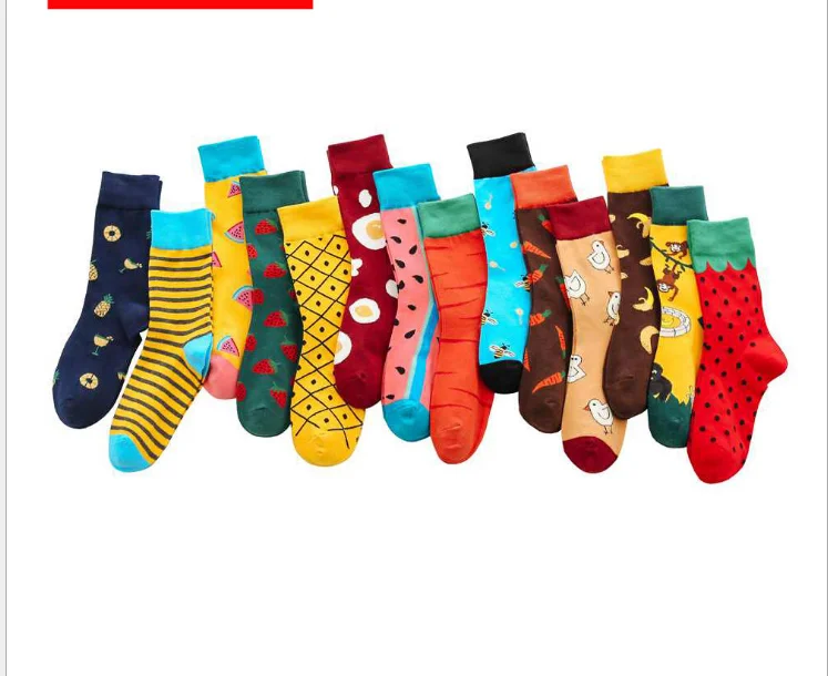 Low MOQ dress Jacquard colorful crazy novelty happy funny men socks