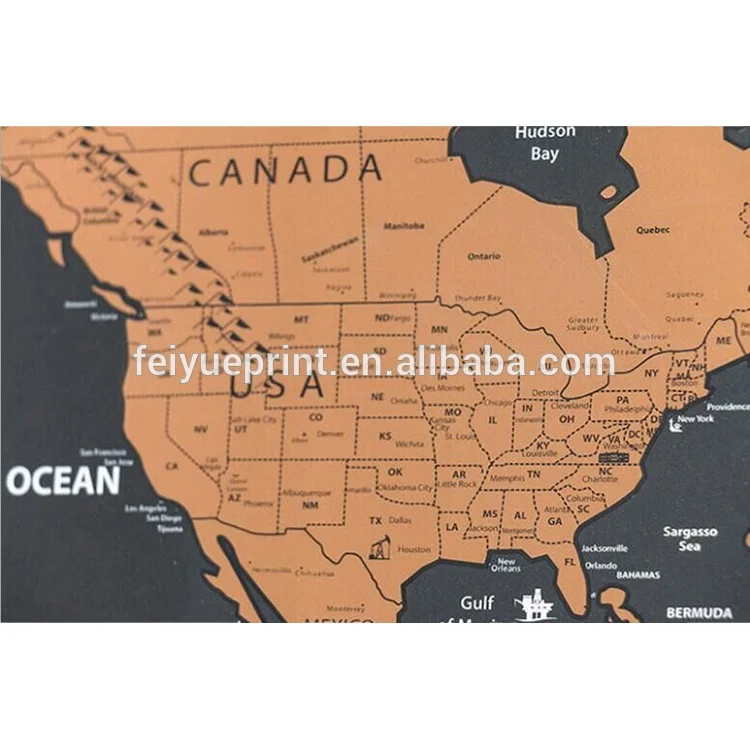 Manufacturer supply Black scratch world map