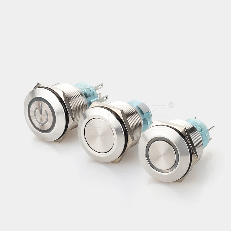 waterproof ip67 1no1nc 2no2nc momentary pin terminal Metal button  round Power switch with light