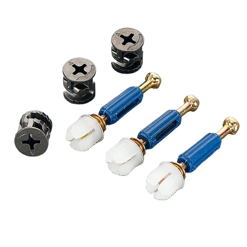 New listing GQK flawless Fitting Mini Fix Cam 3-1 Connector Full Set Excentric Cam Rod Bolt Plastic Dowel Pre-Inset Cabinets