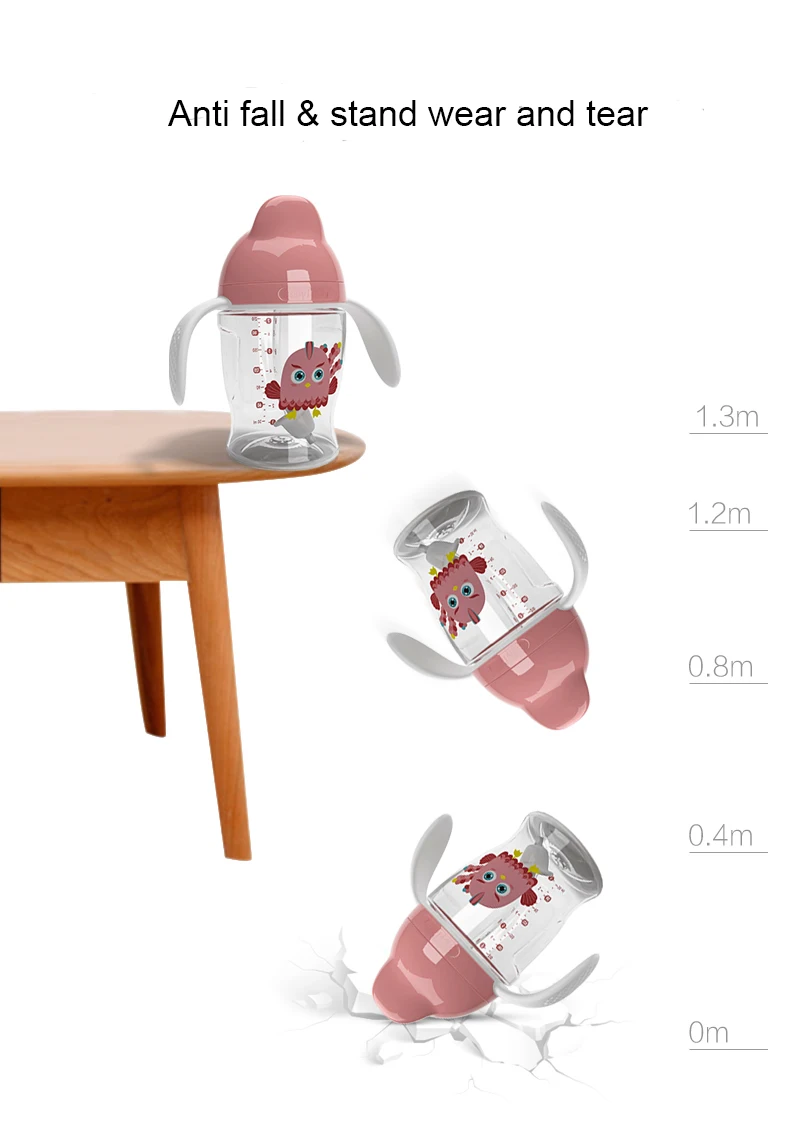 
Baosheng 280ml 10oz kids training Baby BPA free SIPPY CUP Tritan Water Bottle Feeding Spill Proof Babies Sippy Cup 