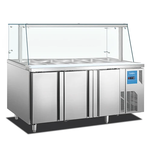 Wholesale pizza sandwich worktable counter top salad bar freezer refrigerated salad showcase salad display counter