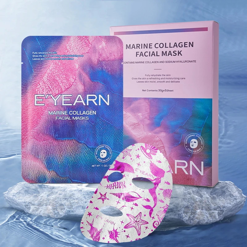 Private Label Facial Mask Beauty Face Sheet Mask Natural Marine Collagen Paper Best Selling Pearl Gentle Skin Care Mask 5pc