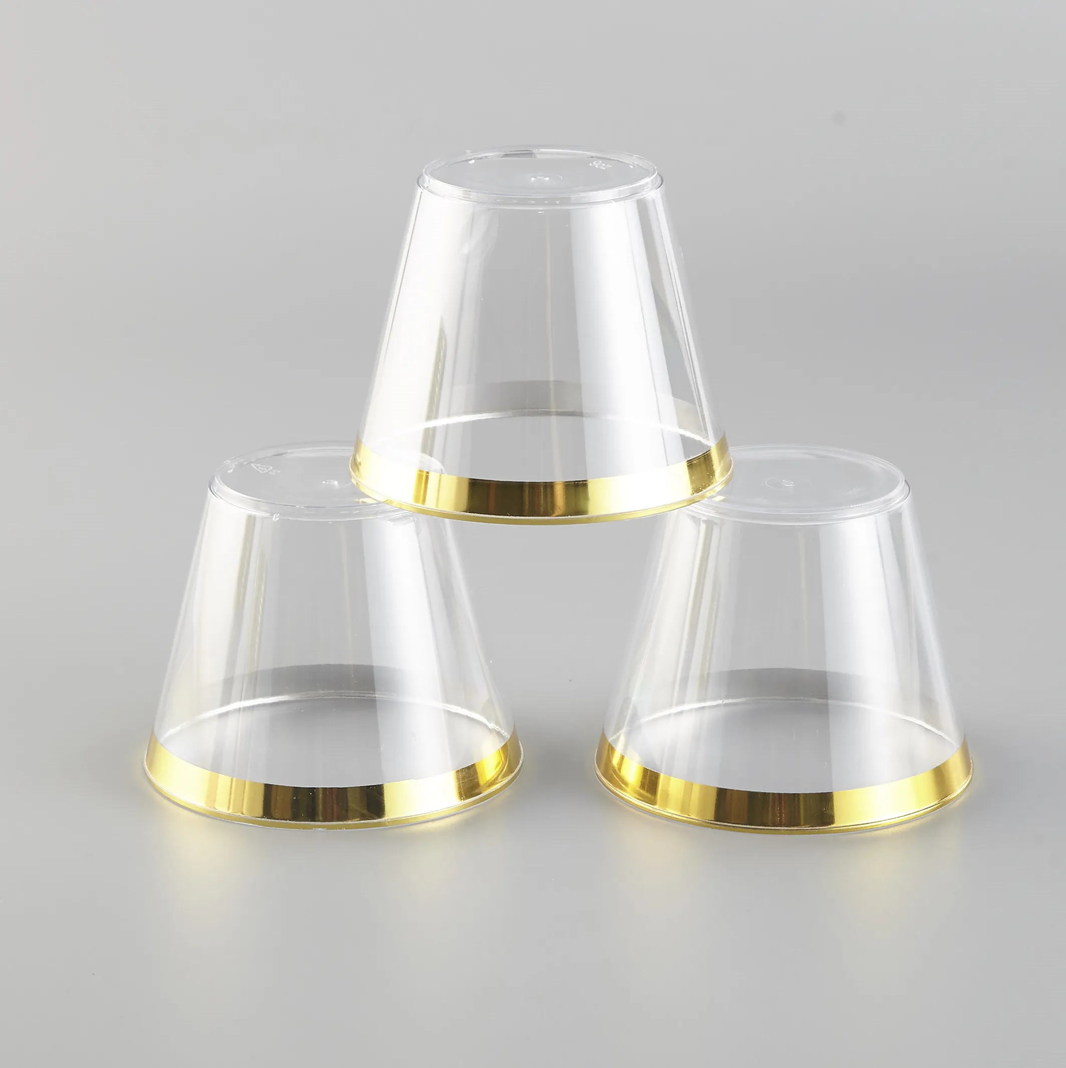 Factory Rose Gold Rimmed Plastic Cups 9/10/12/14/16 Oz Clear Old Fashioned Tumblers Fancy Wedding Party Customize color package