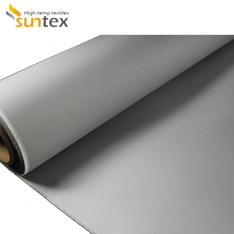 0.4mm Grey Polyurethane Fiberglass Cloth 60min Fireproof Fabrics For Fire And Smoke Curtains