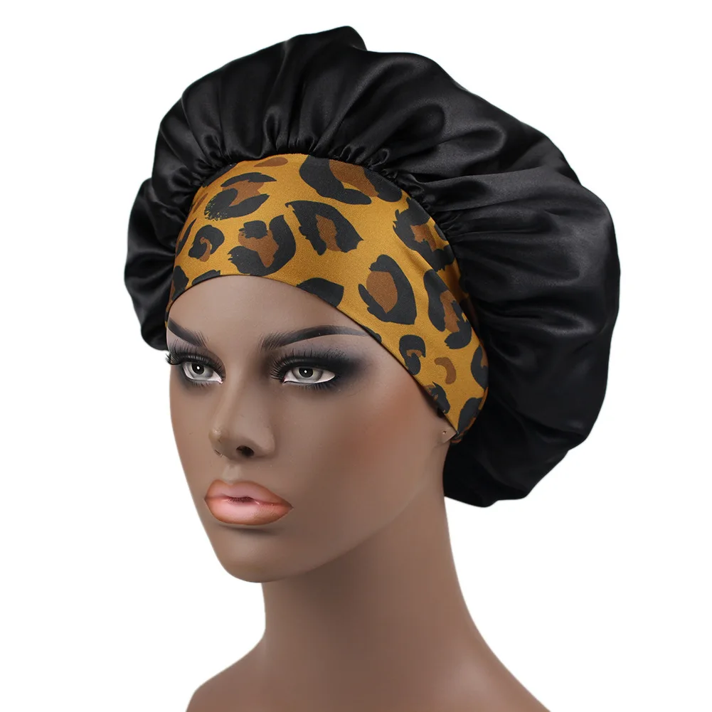 Silk Satin Hair Sleeping Bonnets Silk Hair Wrap Printed Design Cap For Women