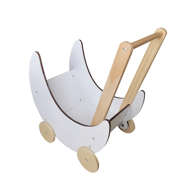 2023 New Style custom made Wagon Toy Walkers Sturdy Construction Wooden Doll Toy Pram