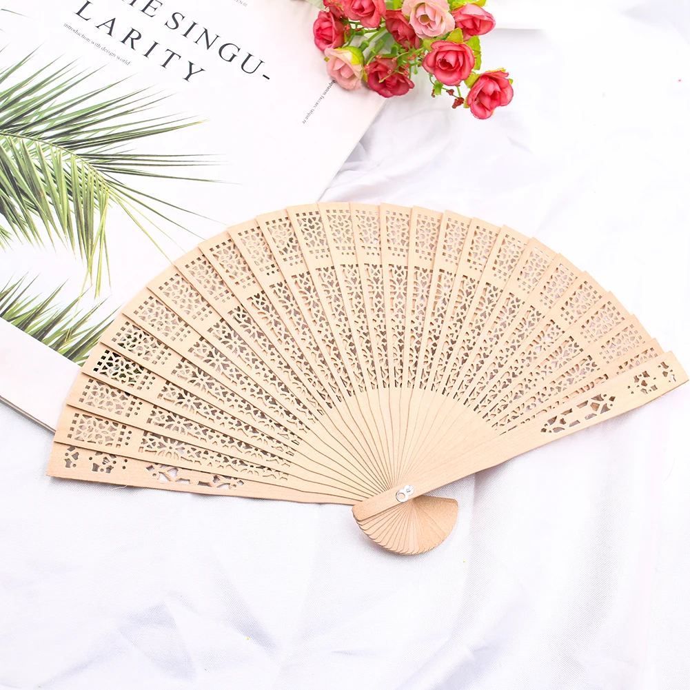 Personalized design carved bamboo hand  folding  fan for wedding dance decoration