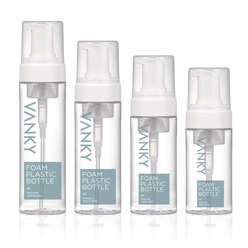 Custom 30ml 50ml 60ml 100ml 150ml 200ml Plastic Foaming Soap Pump Bottle Facial Cleanser Mousse Foam Bottle With Pump