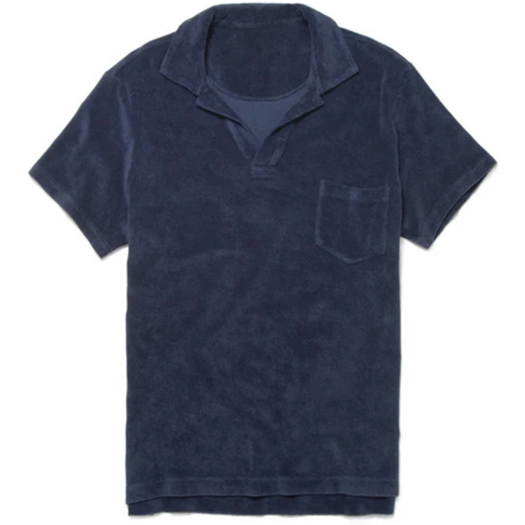 
Holiday essential short sleeve men dark blue polo t shirt terry towelling polo shirts 