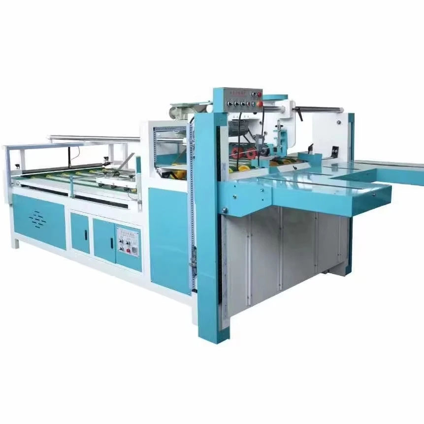 Semi automatic box folder gluer machine paper Carton box gluing machine