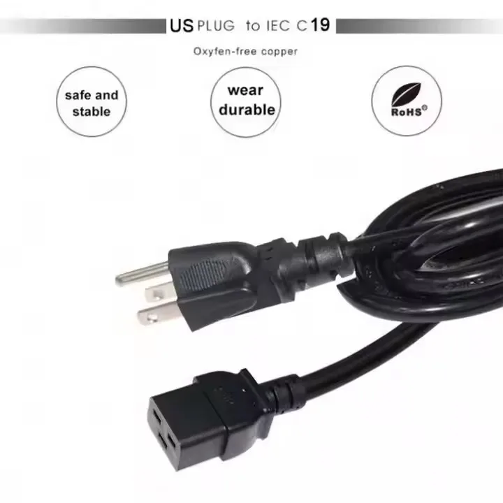 North America Plug 18awg with US c19 Connector Iec 320 Cable Cords Usa C19 ac Power Cord