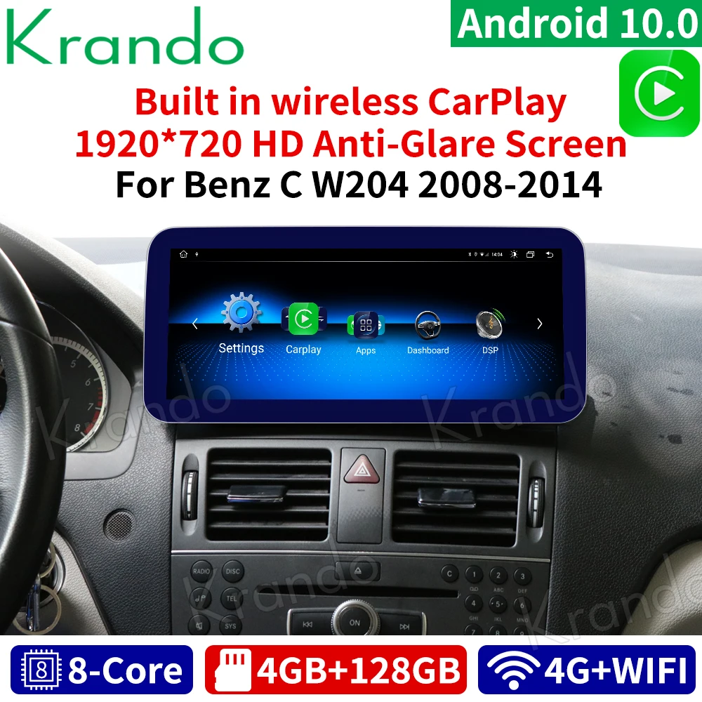  Автомобильная магнитола Krando Android 10 0 25 'Blue Ray 4G 64B аудио GPS для Mercedes BENZ C W204 C180 C200 C220 2008-2014 NTG 4