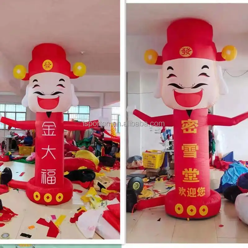 outdoor inflatable Welcome air dancer inflatable Chinese God of Wealth air Dancer with waving hand for Events Decoration