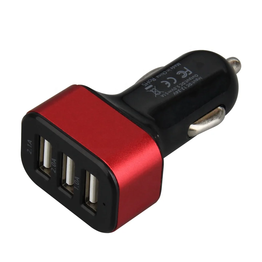 Mini USB Car Charger Mobile Phone Fast 3 Port Car USB Charger Adapter Charging For iPhone iPad Samsung Xiaomi Smartphone Tablet