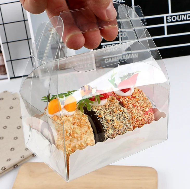 Portable Transparent Bread Carry PET Plastic Clear Cake Box gable cake boxes