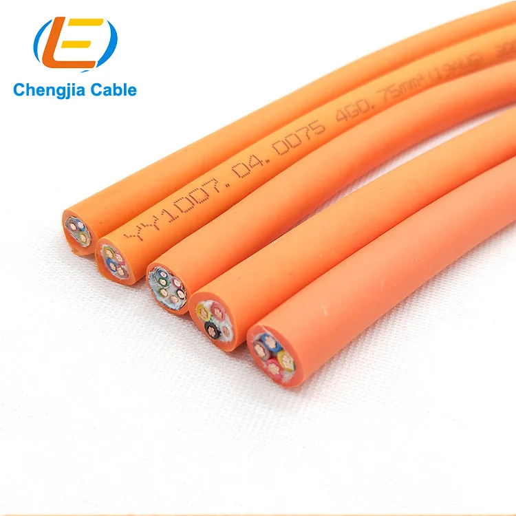 rag Chain Control Cables for Medium Speed CNC Machines HXYY601 4core 0.5mm2 PUR insulation high flexible robot cable power wire