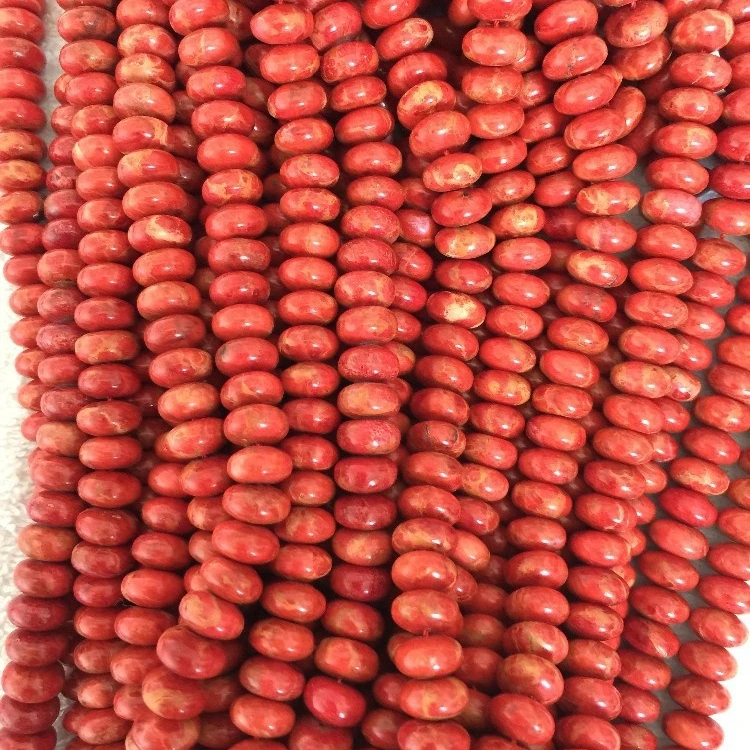 Бусины с яблочным кораллом Рондель