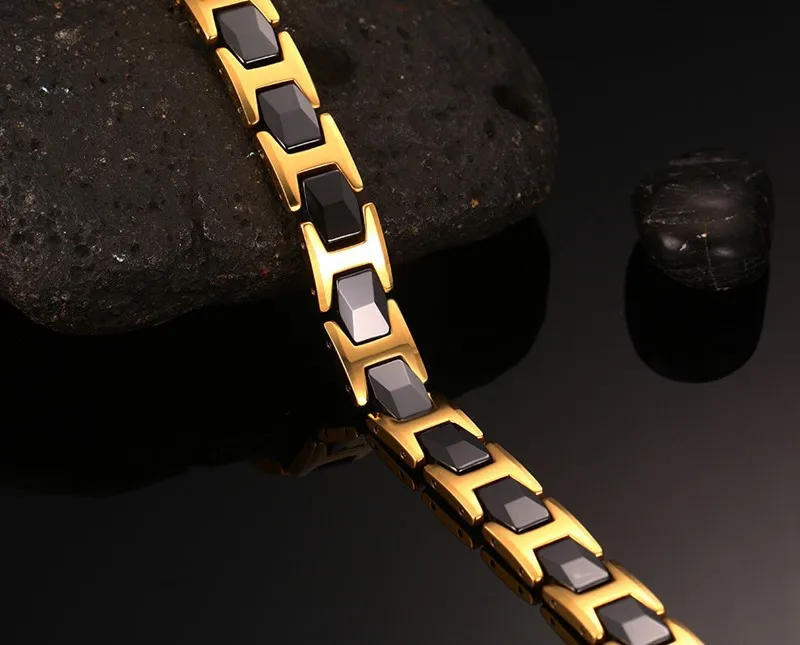 Wholesale Popular Gold Black Ceramic Magnetic Bracelet Mens Germanium Bracelets