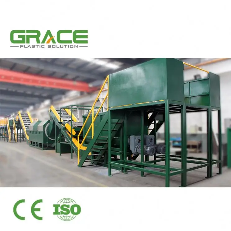 Grace Machinery Plastic System Small Bottle For Polyester Polypropylene Pet Flakes Crushing Recycling Washing Machine