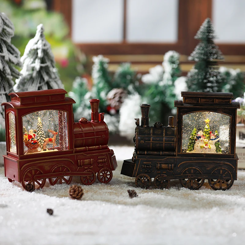 Glitter Snow Storm Christmas Decoration Light Up Battery Operated Water Filled Sparkle Water Globe Swirl Christmas gift