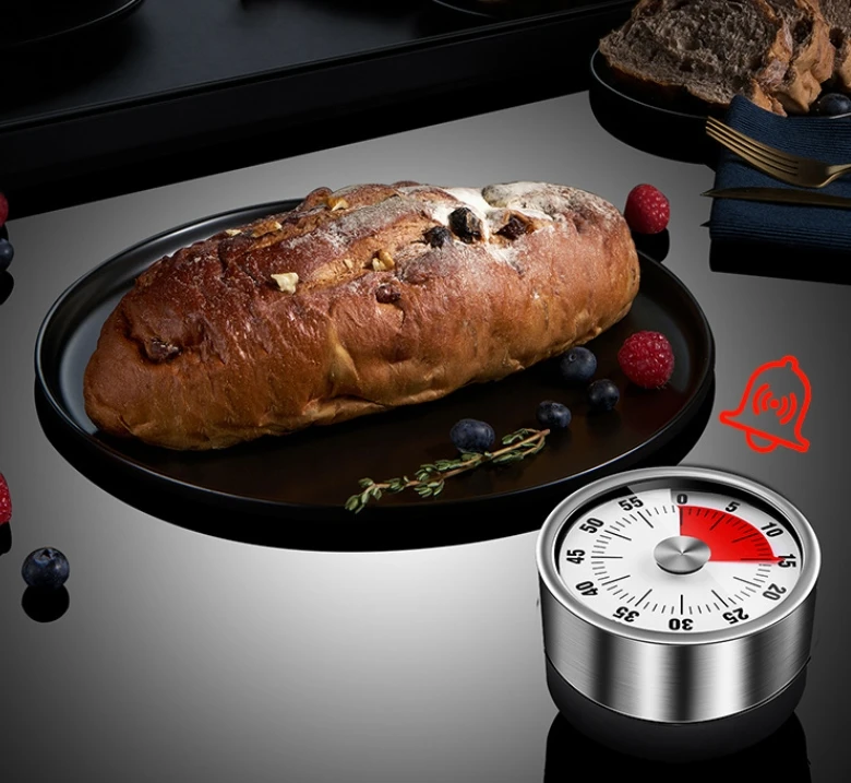 Kitchen Timer Magnetic,Visual Timer for Kids,60-Minute Visual Countdown Timer with Loud Alarm,Magnetic Back & Stainless Steel