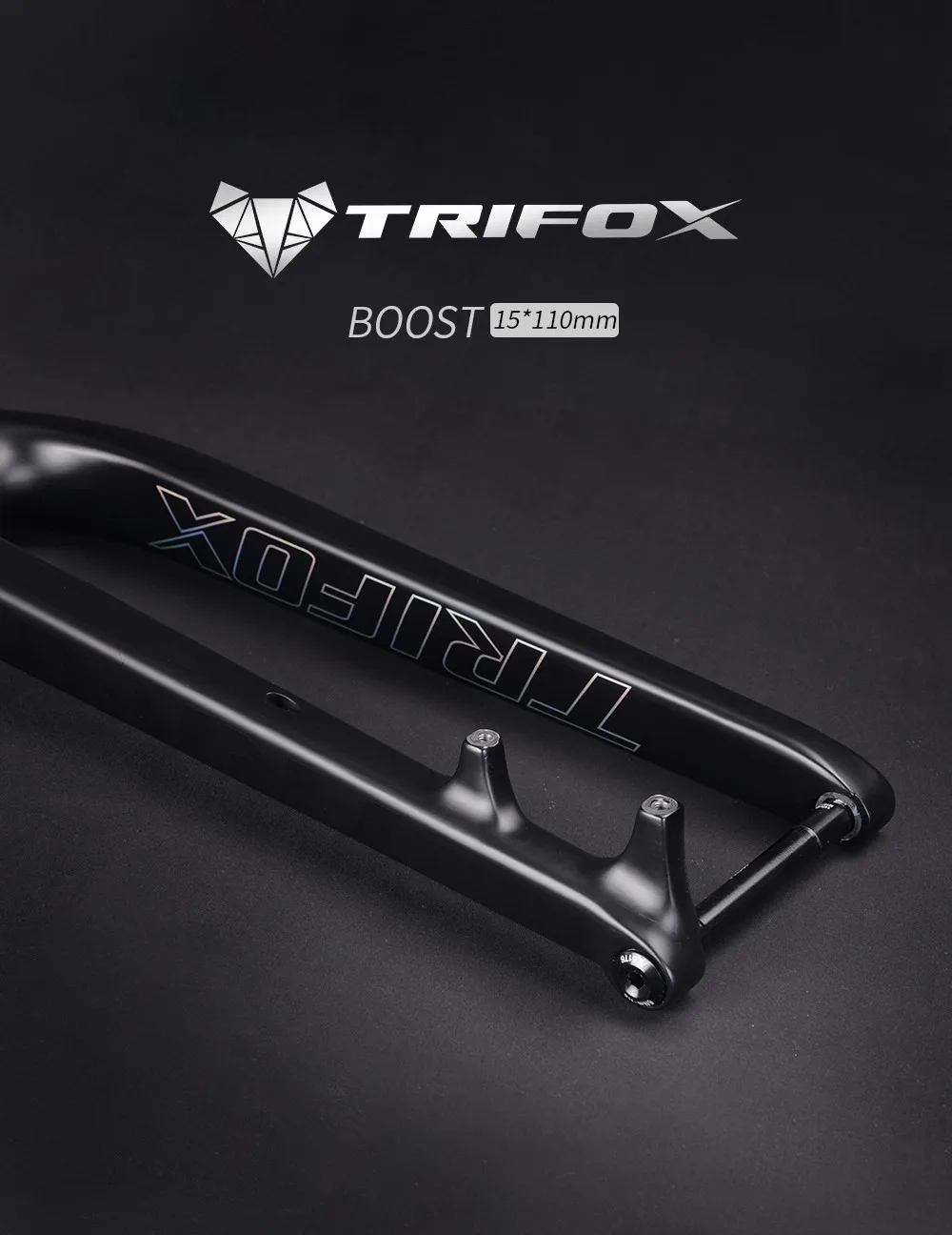 TRIFOX Light Weight 29er MTB Bicycle Rigid Fork Black Matte Tapered Full T800 Carbon Fiber Front Bike Fork with Disc Brake