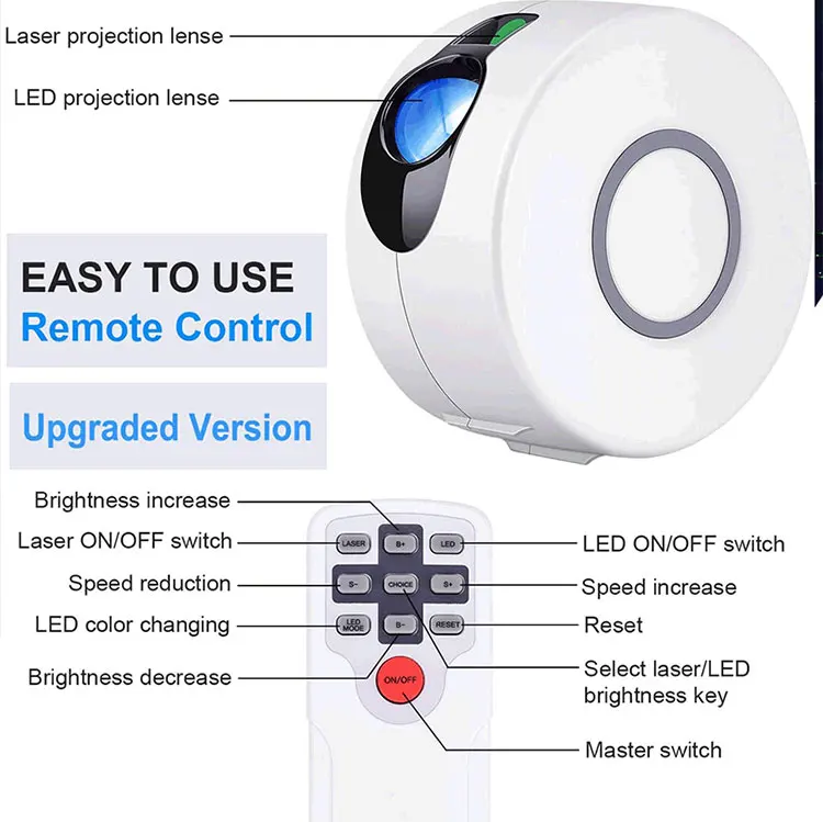 
Online Sales Decoration Sky Starry Projector Night Light, 3d Laser Nebula Galaxy Star Led Night Light Projector For Children 