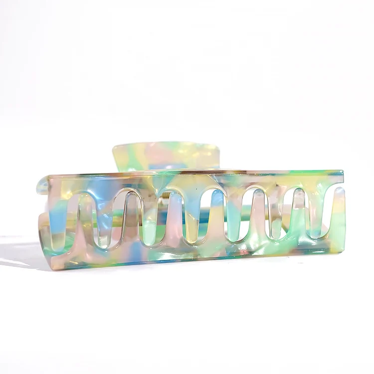 YIYI simple large hair claw rectangle hollow hair clip claw shark acetate claw clips hot sale