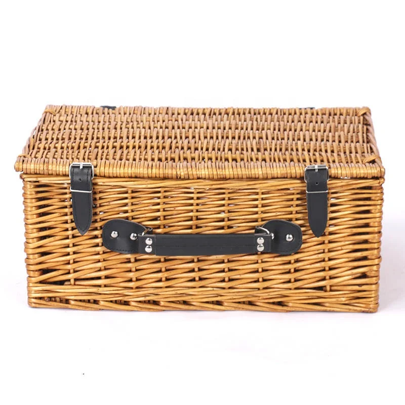 Wholesale price willow woven insulated picnic basket wicker hampers gift set picnic basket