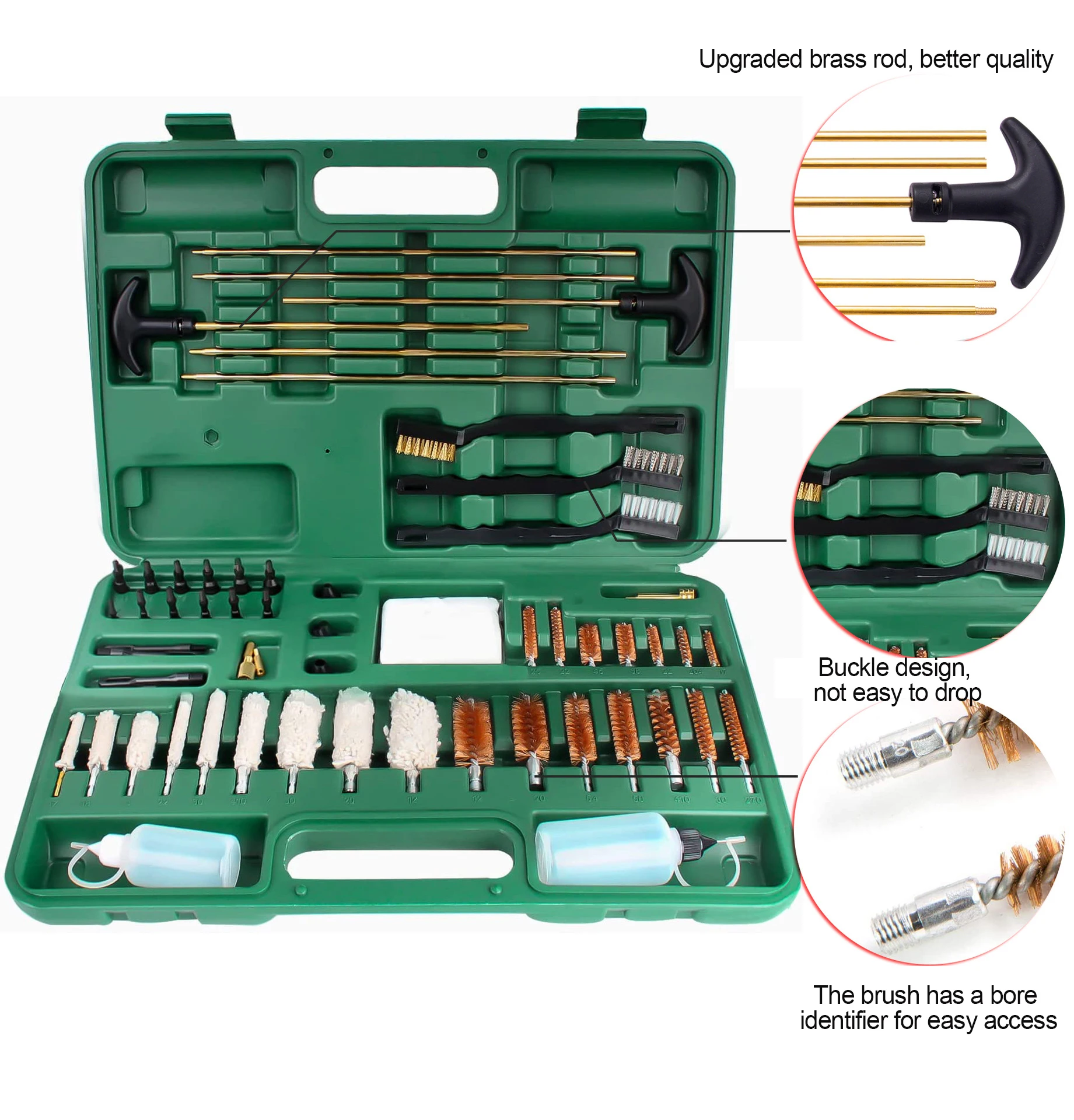 Portable Carrying Case with all Calibers and Cleaning Cloth Universal Portable Gun Cleaning Kit