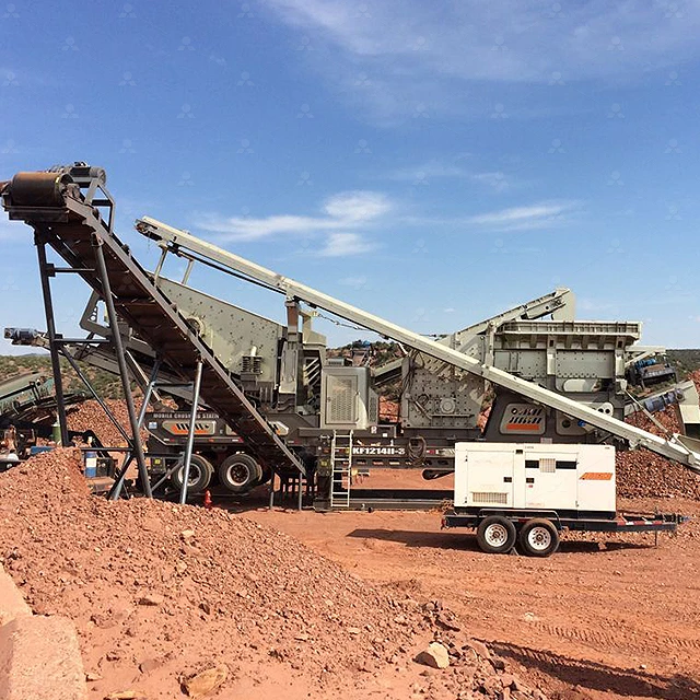 Portable quarry stone crushing plants mobile impact crusher with feeder and belt conveyor