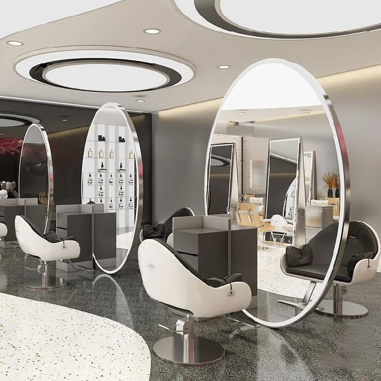 New Fashion Big Size Salon Mirror Customized Led Light Styling Station Beauty Mirror Barber Furniture