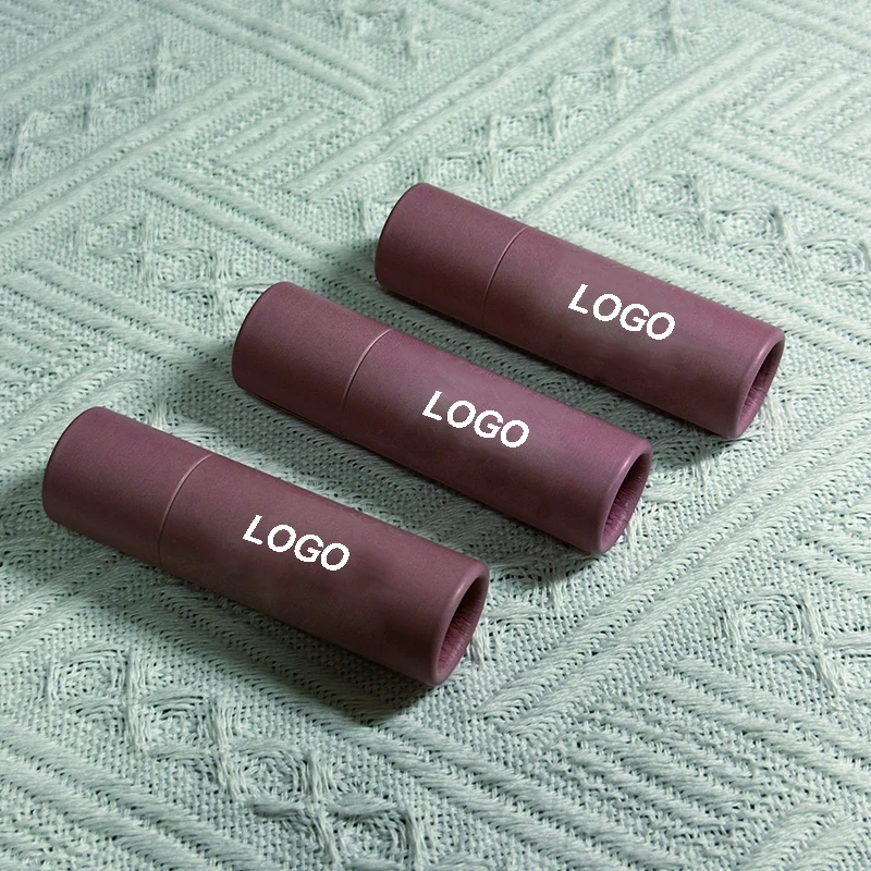 Custom Environmental Luxury Craft Paper Lipstick Packaging Empty Kraft Lip Balm Tube with Stamping for Cosmetics