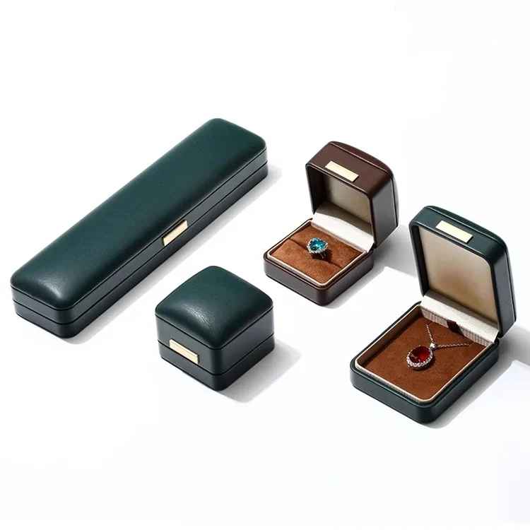 PU leather jewelry box rounded corners ring jewelry necklace set bracelet pendant packaging storage box