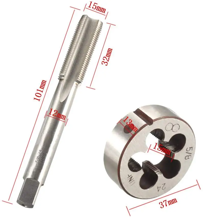 5/8 -24 UNEF Right Hand Tap and Die Set