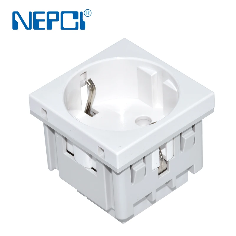 NEPCI IEC certified schuko socket, German socket  45*45mm XJY-QB-57