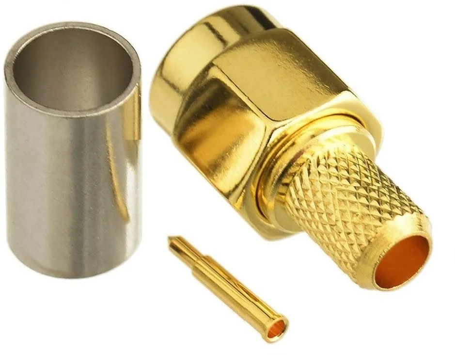 RF коаксиальный разъем SMA Прямой штекер обжимной sma антенна sma инвертор для LMR200 LMR195 RG142 RG400 RG58 Кабельный разъем