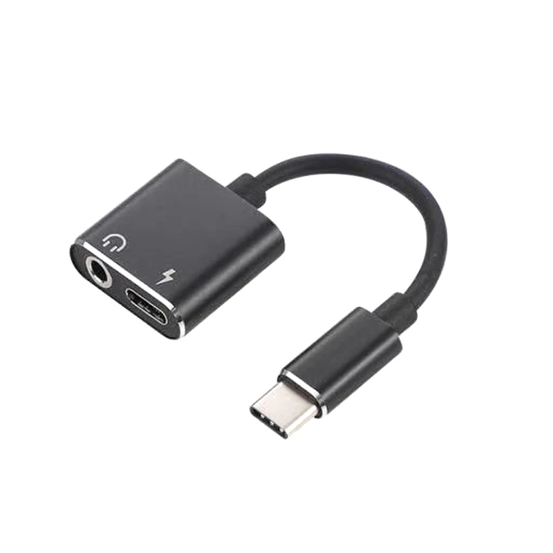 
 High Quality  Type C  2 in 1 charging adapter to 3.5mm Audio and charging jack headphone adapter Audio for Huawei  