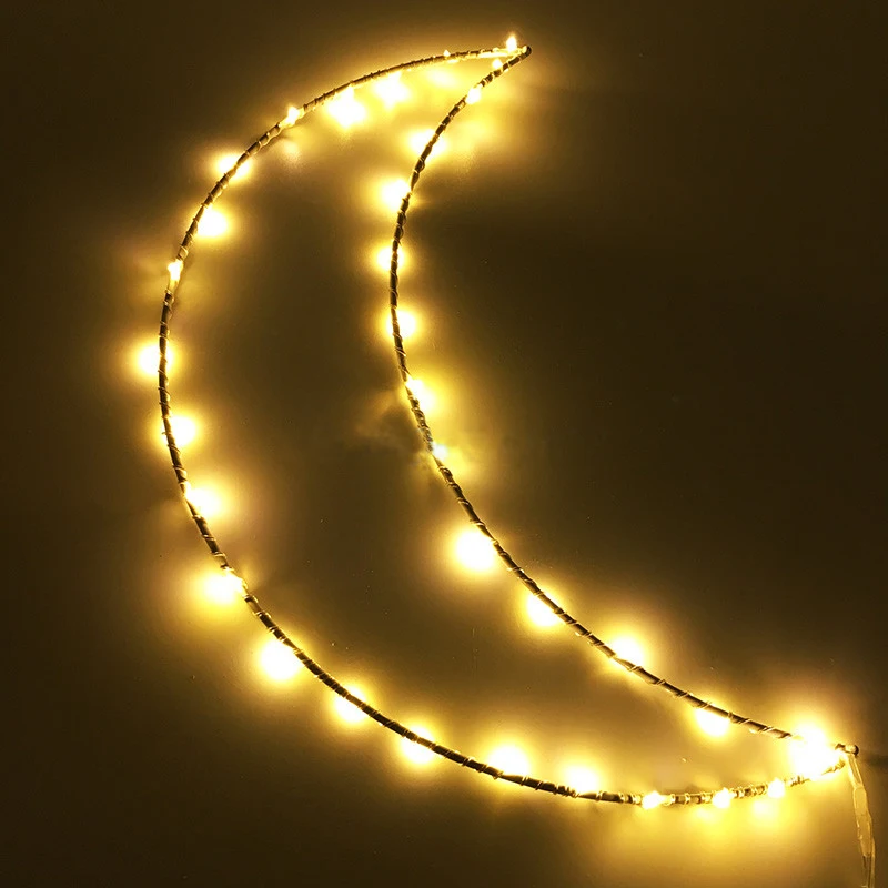 Battery Box wrought iron style luminous moon shaping lamp