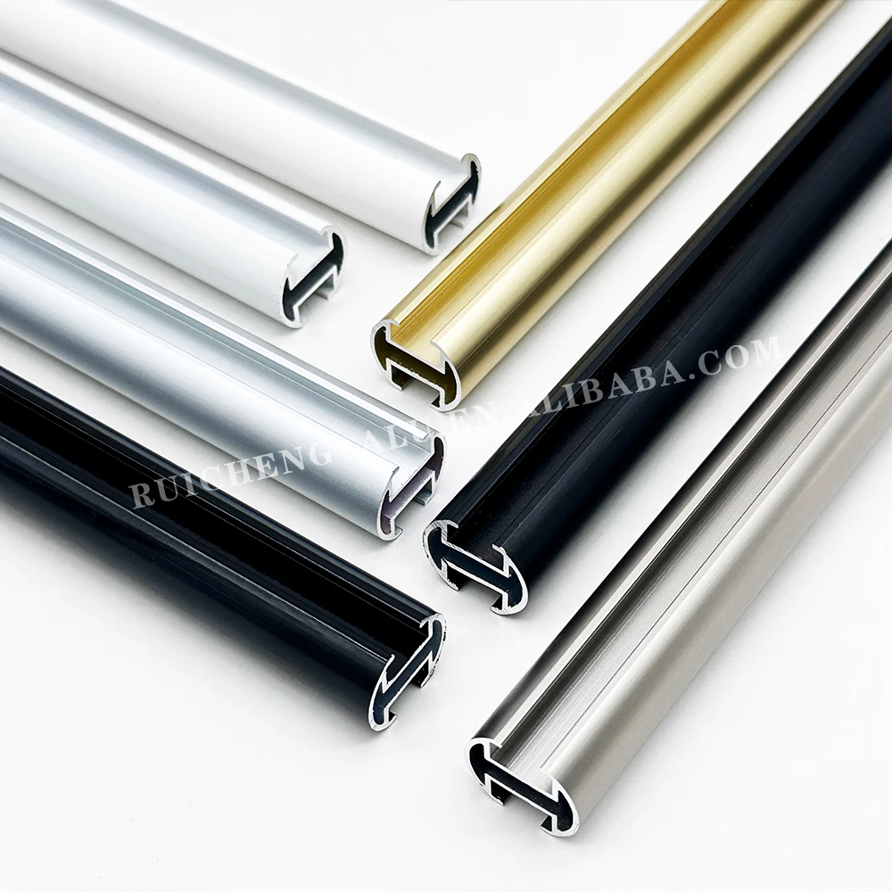 6063 T5 Anodized Aluminium Alloy Extrusion Hollow Tube Curtain Tubes Rod Track Profile