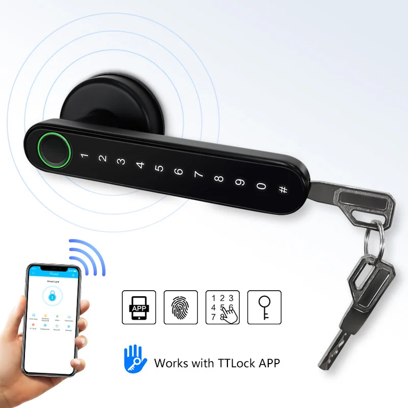 WiFi  APP wireless electric Fingerprint Handle deadbolt lock smart door lock