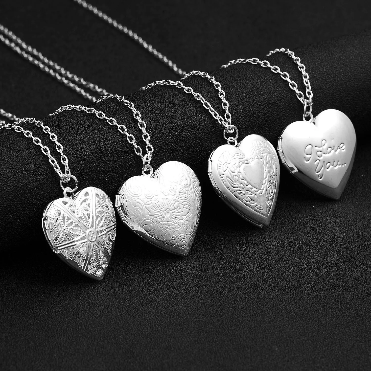 Creative Design Heart Locket Pendant Necklace Photo Frame Heart Pendant Necklace for Couples