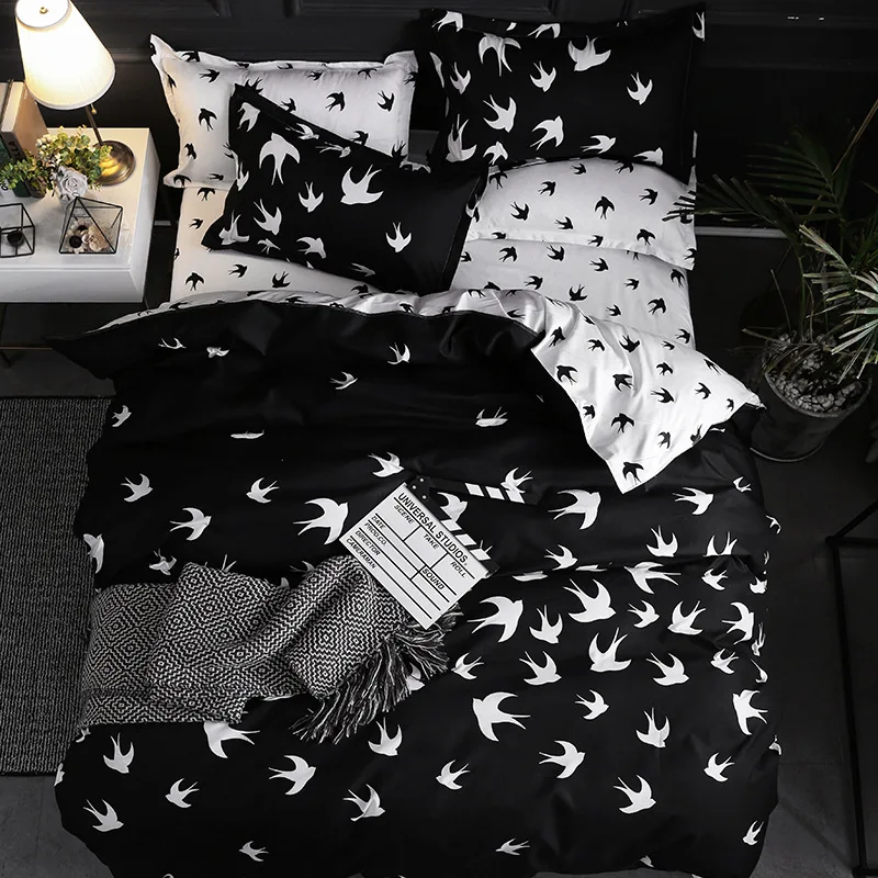 Wholesale bed linen black bed linen set duvet set four-piece bed linen and duvet set pillow case