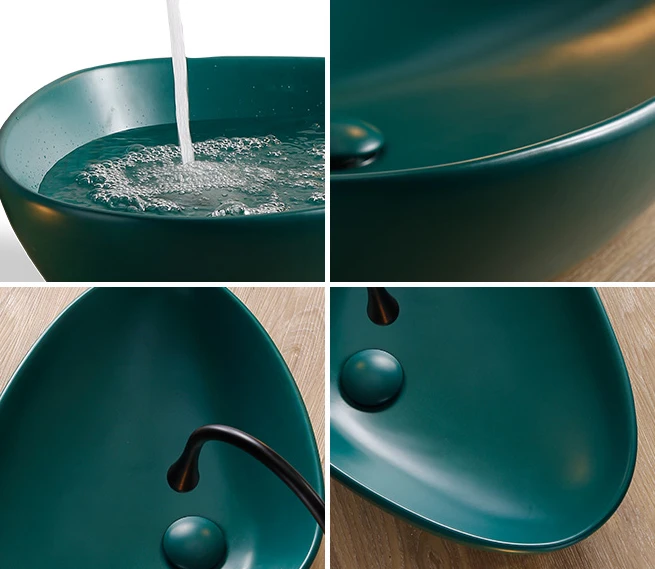 Modern Sanitary Ware Above Counter Top Novel Design Ceramic Bathroom Sink Oval Unique Hand Wash Basin