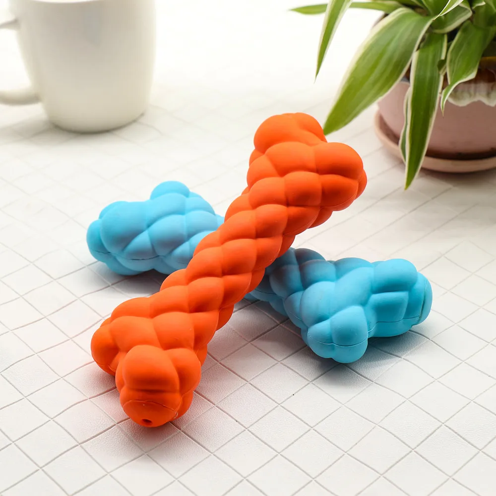  Vking Manufacturers Durable Soft Natural Rubber Squeaky Dumbbell Bubble Bone Pet Chew Dog