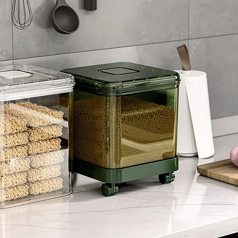 Household large capacity 7.5L rice bucket with lid kitchen multigrain tank transparent sealed grain storage