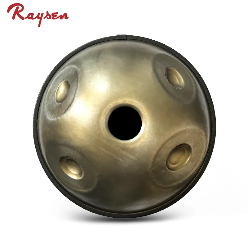Raysen Master Series Bottom Handpan 12+4 notes D kurd with free bag 440 HZ Stainless Steel Retro silver Handpan